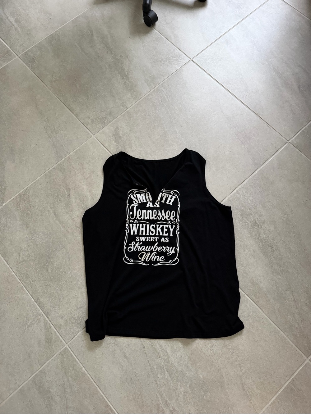 Trendy boutique Black Graphic Tank Top - Tennessee Whiskey Strawberries Print
